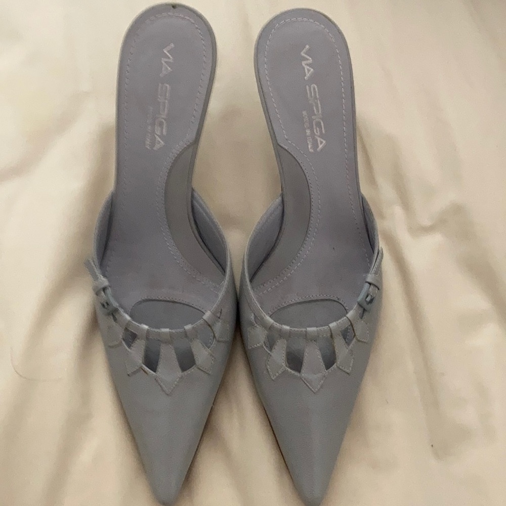 Sky blue mules